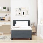 vidaXL Posteľ s pružinovým rámom Tmavo šedá 190 x 90 cm Zamat – Obrázok 3