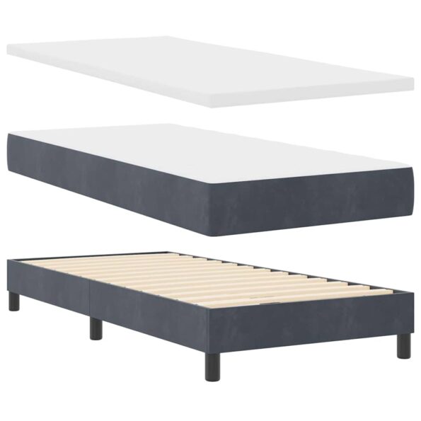 vidaXL Posteľ s pružinovým rámom Tmavo šedá 190 x 90 cm Zamat – Obrázok 4