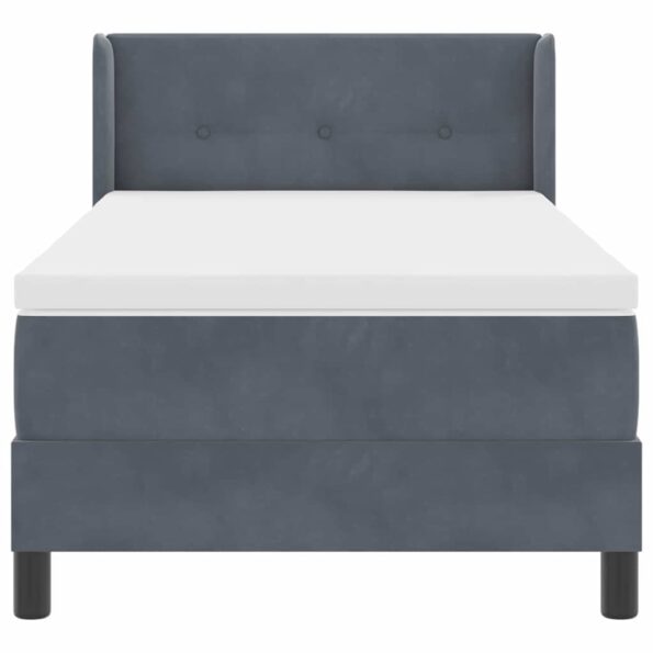 vidaXL Posteľ s pružinovým rámom Tmavo šedá 190 x 90 cm Zamat – Obrázok 7