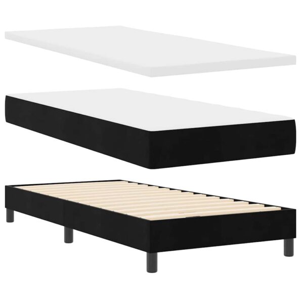 vidaXL Posteľ Box Spring s matracom čierna 90x190 cm samet – Obrázok 4