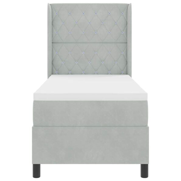 vidaXL Box Spring Posteľ s Matracom Svetlosivá 80x200 cm Zamat – Obrázok 7