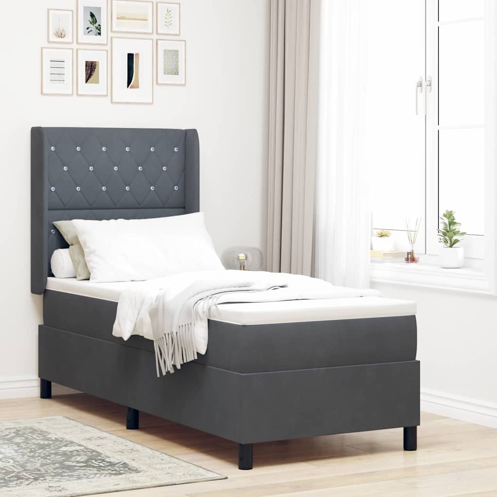 3341925_1.jpg vidaXL Posteľ s pružinovým rámom Tmavo šedá 80 x 200 cm Zamat – Obrázok 1