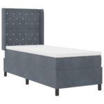 vidaXL Posteľ s pružinovým rámom Tmavo šedá 80 x 200 cm Zamat – Obrázok 3