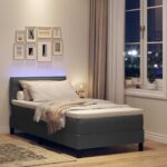 vidaXL Posteľ s pružinovým rámom s LED Tmavo šedá 90 x 200 cm látka – Obrázok 5