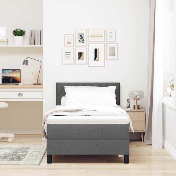 vidaXL Posteľ s pružinovým rámom s LED Tmavo šedá 90 x 200 cm látka – Obrázok 4