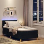 vidaXL LED box s pružinami s LED pásikmi Čierny 90 x 200 cm látka – Obrázok 5