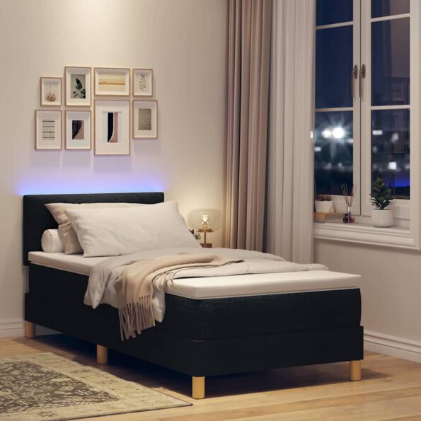 vidaXL LED box s pružinami s LED pásikmi Čierny 90 x 200 cm látka – Obrázok 5
