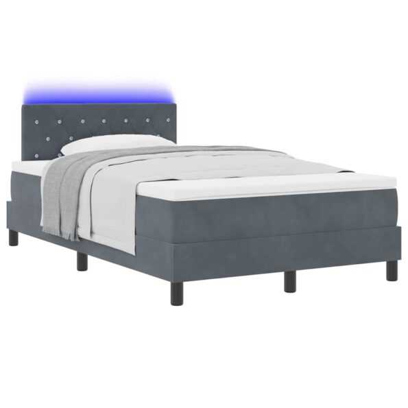 vidaXL Boxspring posteľ s matracom a LED Tmavo šedá 120x190 cm Zamat – Obrázok 3