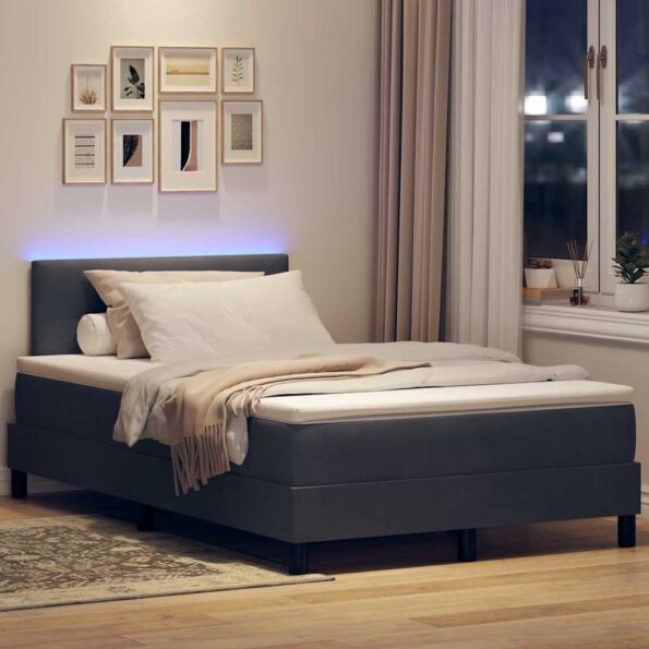 vidaXL Boxspring posteľ s matracom a LED Tmavo šedá 120x190 cm Zamat – Obrázok 5