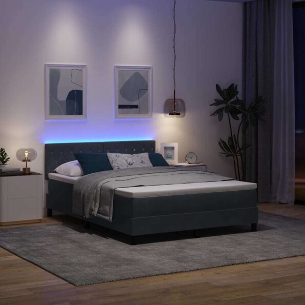 vidaXL LED box s pružinami s matracmi Tmavo šedá 160 x 200 cm Zamat – Obrázok 5