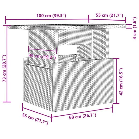 vidaXL 9 kusový záhradný jedálenský set s vankúšmi béžový poly ratan akácia – Obrázok 13