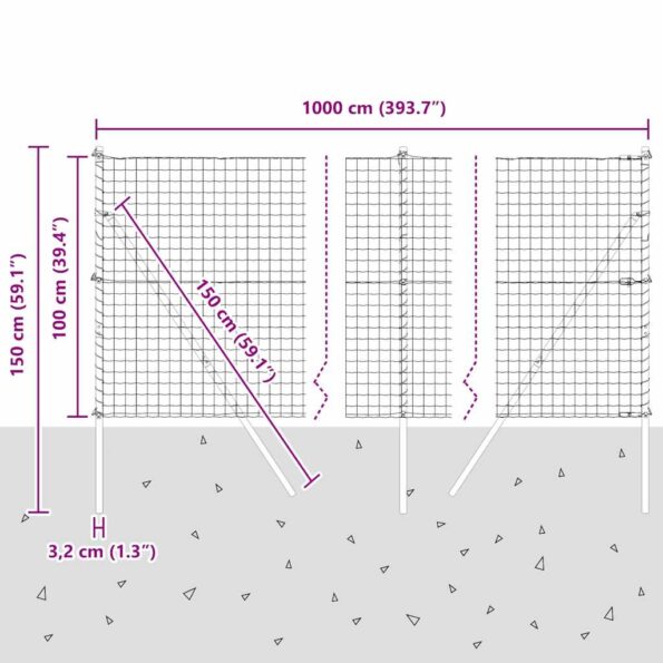 vidaXL Euro plot s 7 stĺpikmi 1x10 m pozinkovaná oceľ zelená – Obrázok 13