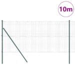 vidaXL Euro plot s 7 stĺpikmi 1x10 m pozinkovaná oceľ zelená – Obrázok 3