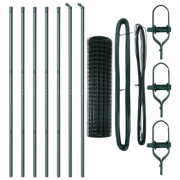 vidaXL Euro plot s 7 stĺpikmi 1x10 m pozinkovaná oceľ zelená – Obrázok 5