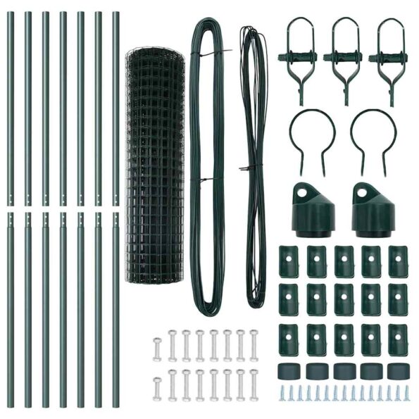 vidaXL Euro plot s 7 stĺpikmi 1x10 m pozinkovaná oceľ zelená – Obrázok 6