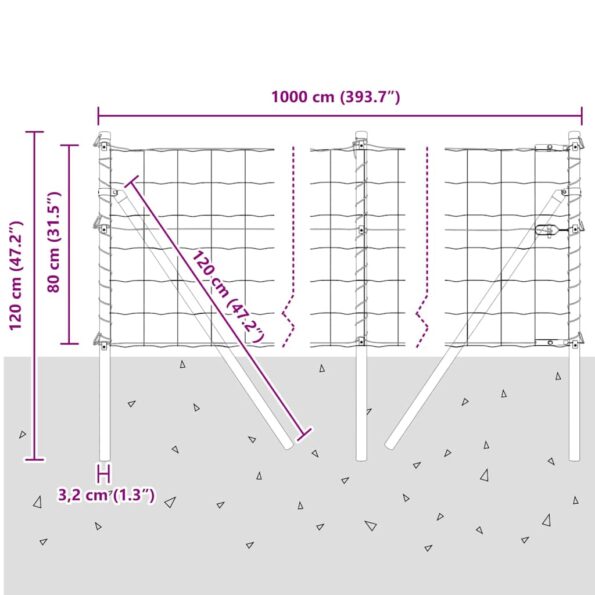 vidaXL Euro plot s 7 stĺpikmi 0.8x10 m pozinkovaná oceľ – Obrázok 13