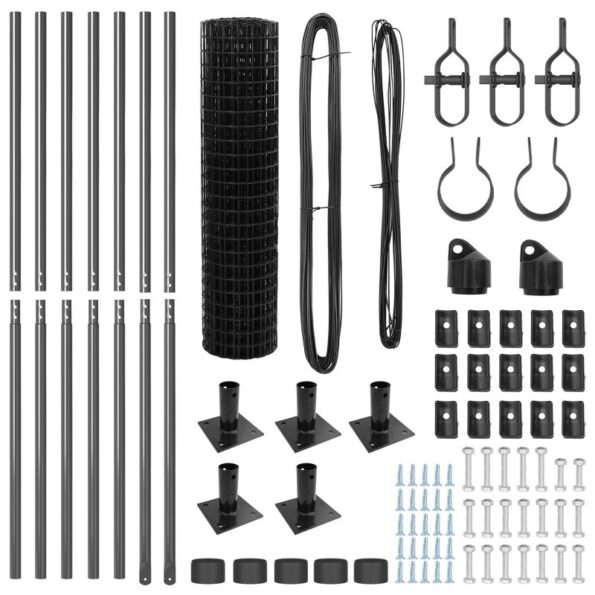vidaXL Euro plot s 7 flanged stĺpikmi 0,8x10 m pozinková oceľ – Obrázok 5