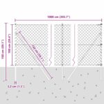 vidaXL Reťazový plot s 7 stĺpmi 1x10 m Pozinkovaná oceľ Sivá – Obrázok 13