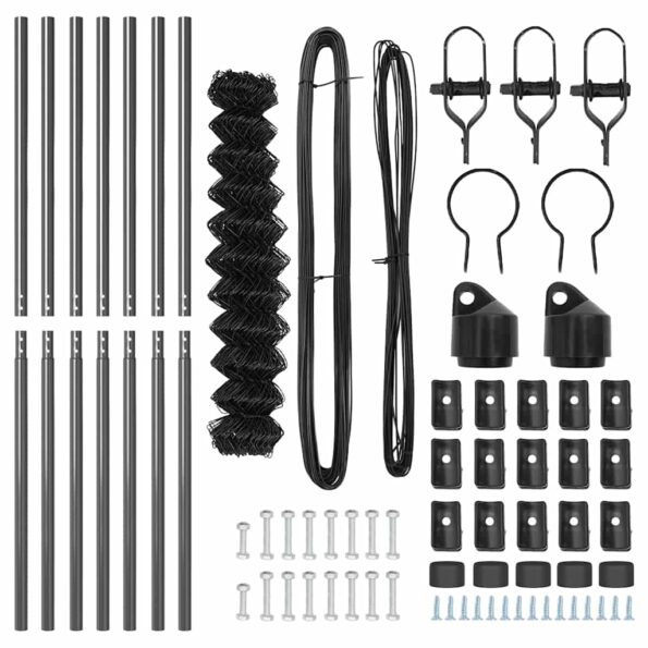 vidaXL Reťazový plot s 7 stĺpmi 1x10 m Pozinkovaná oceľ Sivá – Obrázok 6