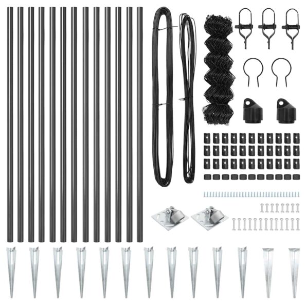 vidaXL Reťazový plot Sada 2 Sivá Oceľ s práškovou povrchovou úpravou – Obrázok 6