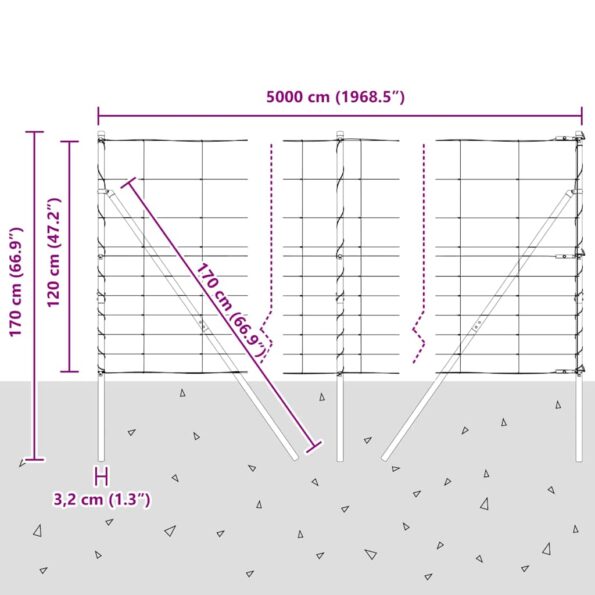 vidaXL Poľný plot 1.2x50 m pozinkovaná oceľ – Obrázok 13