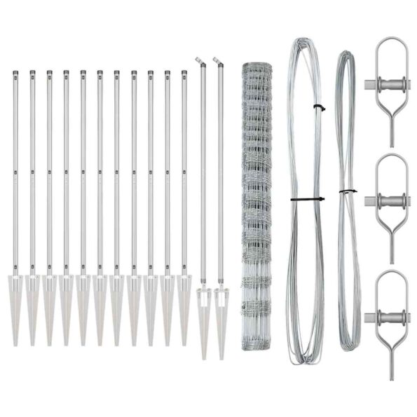 vidaXL poľný plot 1,5x50 m pozinkovaná oceľ – Obrázok 5