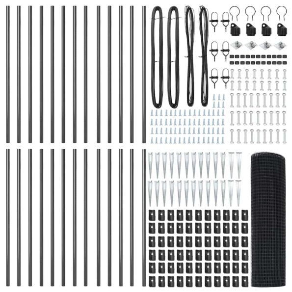 vidaXL Svařovaný drôtový plot s 13 kotvami Sivý 0.8x50 m Oceľ – Obrázok 5