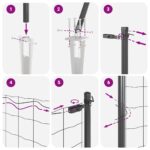 vidaXL Zváraný drôtový plot so 13 kotviacimi kolíkmi, sivý, 0.8x100 m, oceľ – Obrázok 13