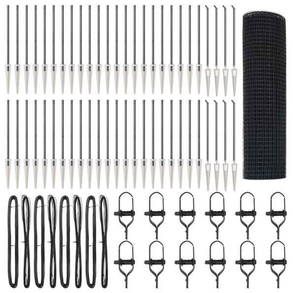 vidaXL Zváraný drôtový plot so 13 kotviacimi kolíkmi, sivý, 0.8x100 m, oceľ – Obrázok 2