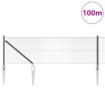 vidaXL Zváraný drôtový plot so 13 kotviacimi kolíkmi, sivý, 0.8x100 m, oceľ – Obrázok 3