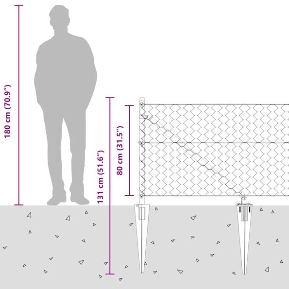 vidaXL Hexagonový plot sivý 0.8x25 m oceľ – Obrázok 13