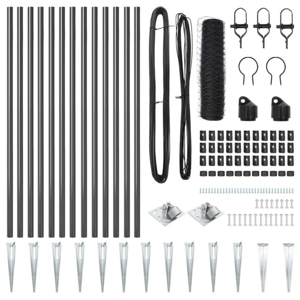 vidaXL Hexagonový plot sivý 0.8x25 m oceľ – Obrázok 2