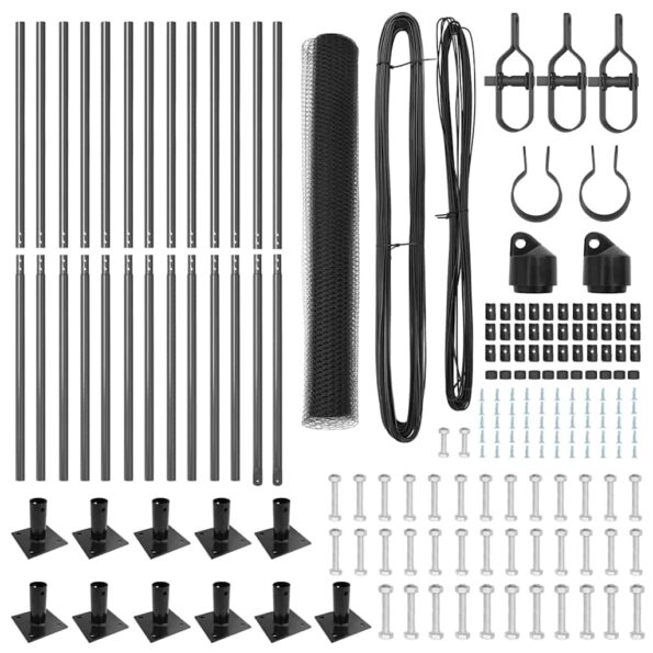 vidaXL Plotový set Set 2 ks Sivý Oceľ s práškovou povrchovou úpravou – Obrázok 7