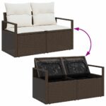 vidaXL Súprava záhradných pohoviek s úložiskom 5 pcs Hnedá Poly ratan – Obrázok 10