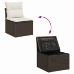 vidaXL Súprava záhradných pohoviek s úložiskom 5 pcs Hnedá Poly ratan – Obrázok 12
