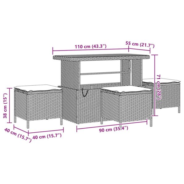 vidaXL Modulárny záhradný gauč s vankúšmi 13 kusov, šedý polyratan akácia – Obrázok 11
