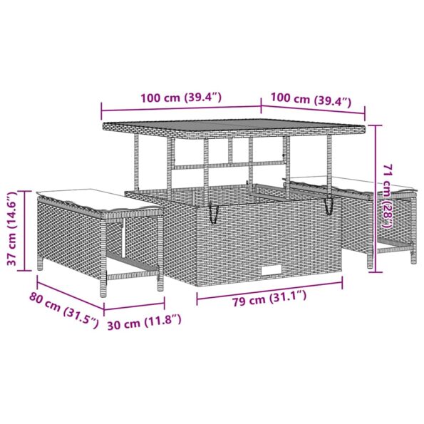 vidaXL 13-dielna súprava záhradného gauča s vankúšmi béžová poly ratan – Obrázok 10