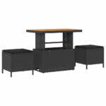 10-dielna súprava záhradných pohoviek s vankúšmi Čierna Polyratan Akát – Obrázok 6