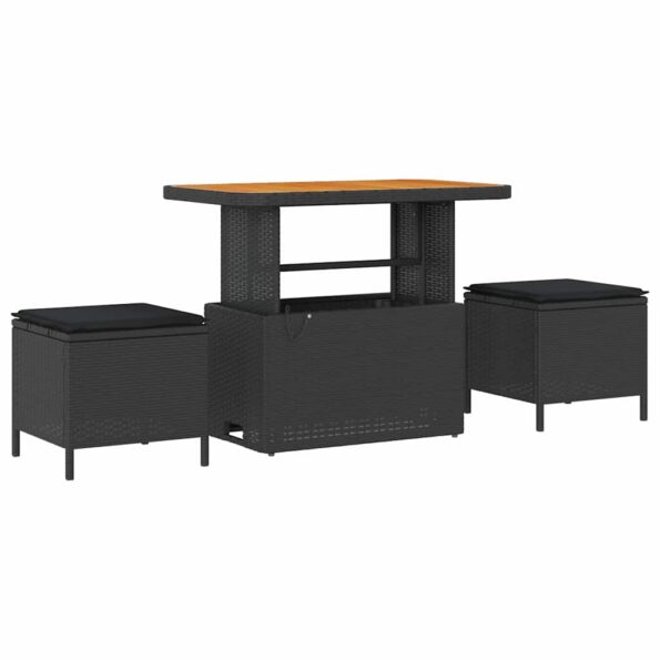 10-dielna súprava záhradných pohoviek s vankúšmi Čierna Polyratan Akát – Obrázok 6