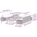10-dielna súprava záhradných pohoviek s vankúšmi Čierna Polyratan Akát – Obrázok 9