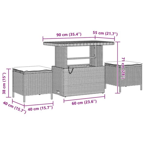 vidaXL 9-dielna záhradná pohovková sada s vankúšmi, sivá, poly ratan, akáciová – Obrázok 10