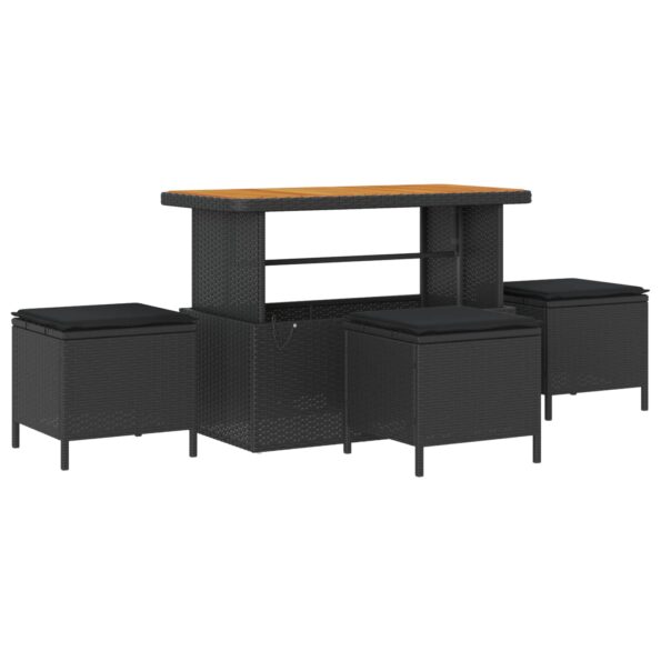 vidaXL 13-dielna záhradná pohovka s vankúšmi čierna poly ratan akácia – Obrázok 7