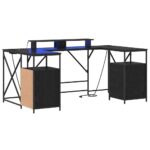 vidaXL Stôl s poličkou Čierny dub 182 x 101 x 87,5 cm Kompozitné drevo – Obrázok 2