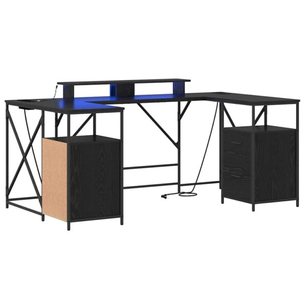 vidaXL Stôl s poličkou Čierny dub 182 x 101 x 87,5 cm Kompozitné drevo – Obrázok 2