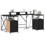 vidaXL Stôl s poličkou Čierny dub 182 x 101 x 87,5 cm Kompozitné drevo – Obrázok 3