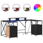 vidaXL Stôl s poličkou Čierny dub 182 x 101 x 87,5 cm Kompozitné drevo – Obrázok 4