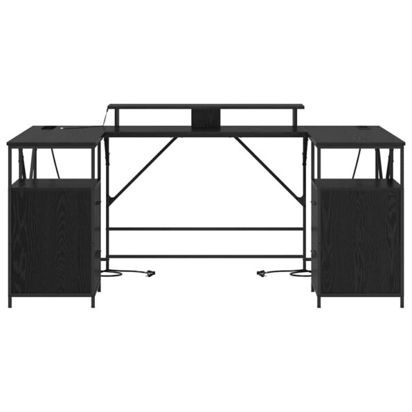 vidaXL Stôl s poličkou Čierny dub 182 x 101 x 87,5 cm Kompozitné drevo – Obrázok 7