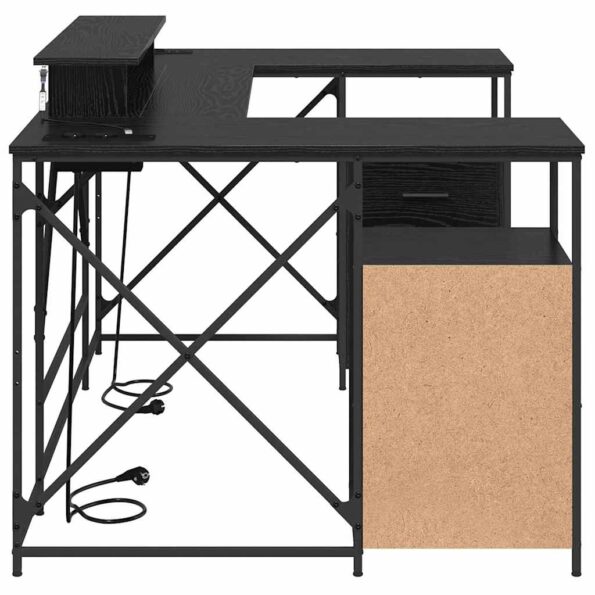 vidaXL Stôl s poličkou Čierny dub 182 x 101 x 87,5 cm Kompozitné drevo – Obrázok 8