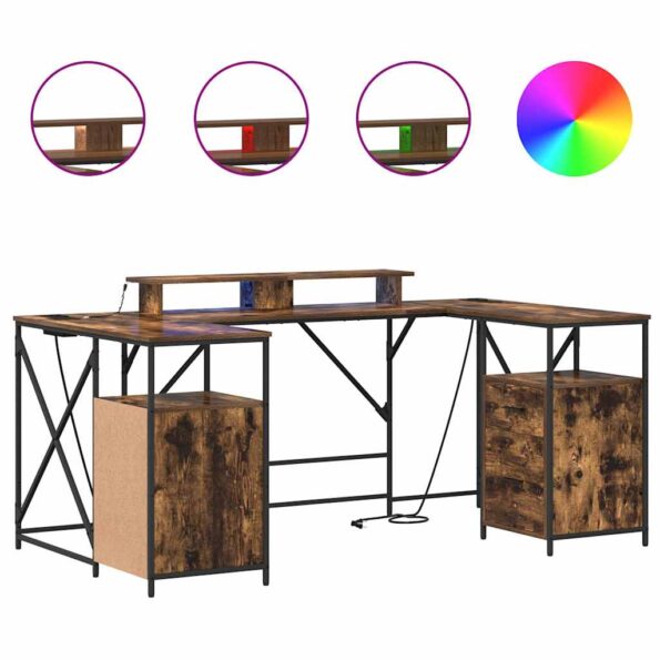 vidaXL Stôl Dymový dub 182 x 101 x 87.5 cm Kompozitné drevo – Obrázok 4