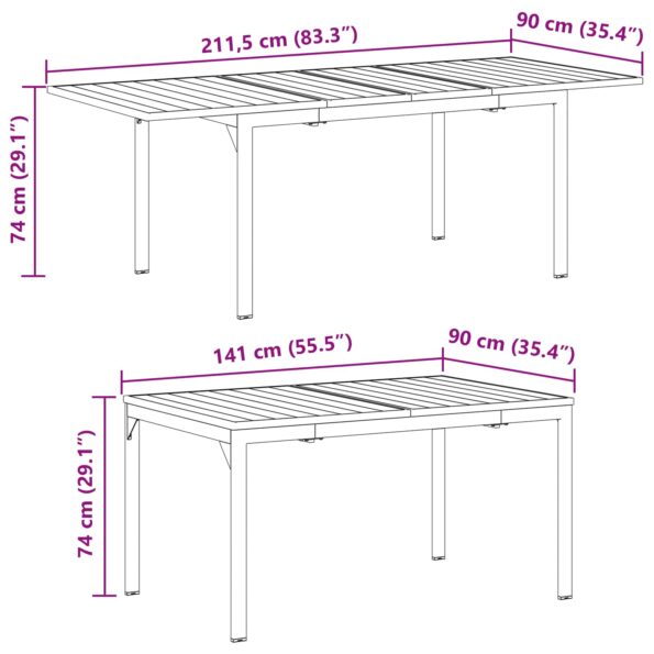 vidaXL 9-dielny záhradný jedálenský set šedá oceľ – Obrázok 12
